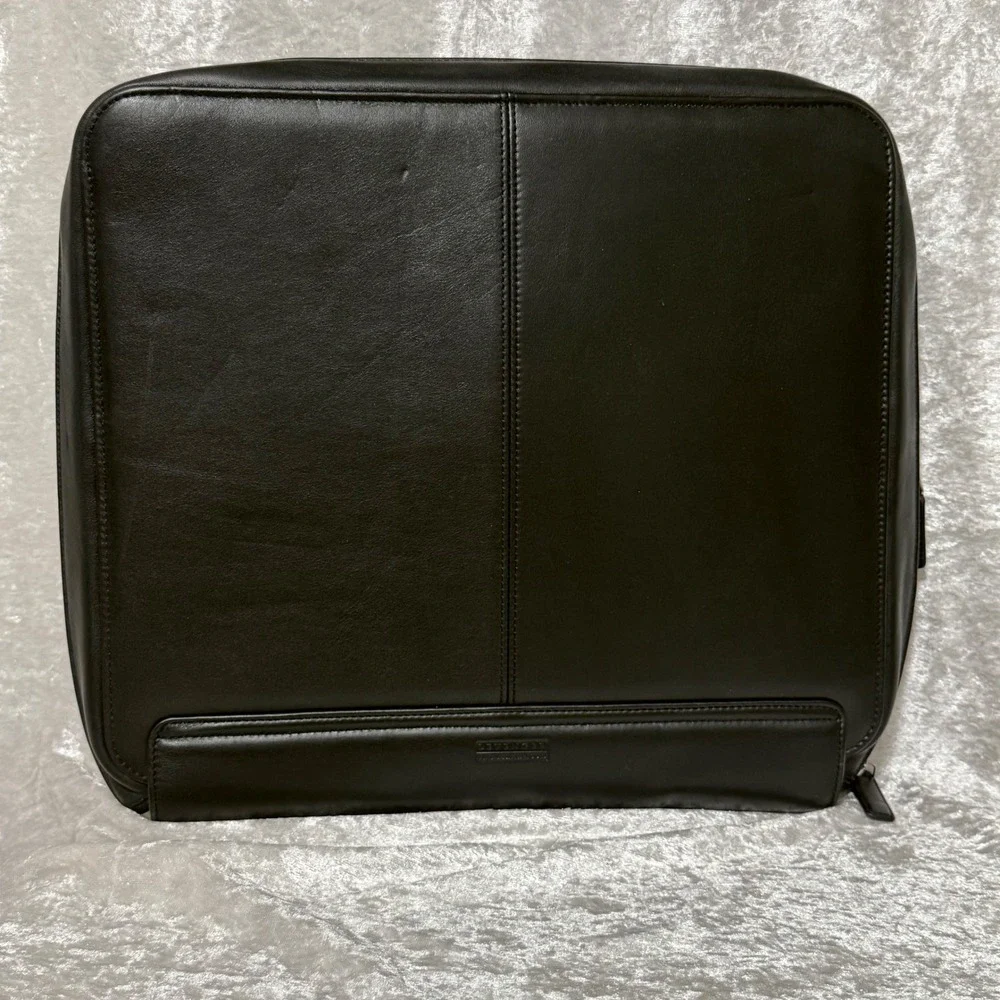 Levenger‎ Black Leather Laptop SleevePortfolio Business Organizer Zip Around